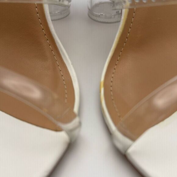 CUSHIONAIRE Women's Nori rhinestone lucite Heel Sandal SIZE 7.5 PREOWNED WHITE S - Picture 3 of 8